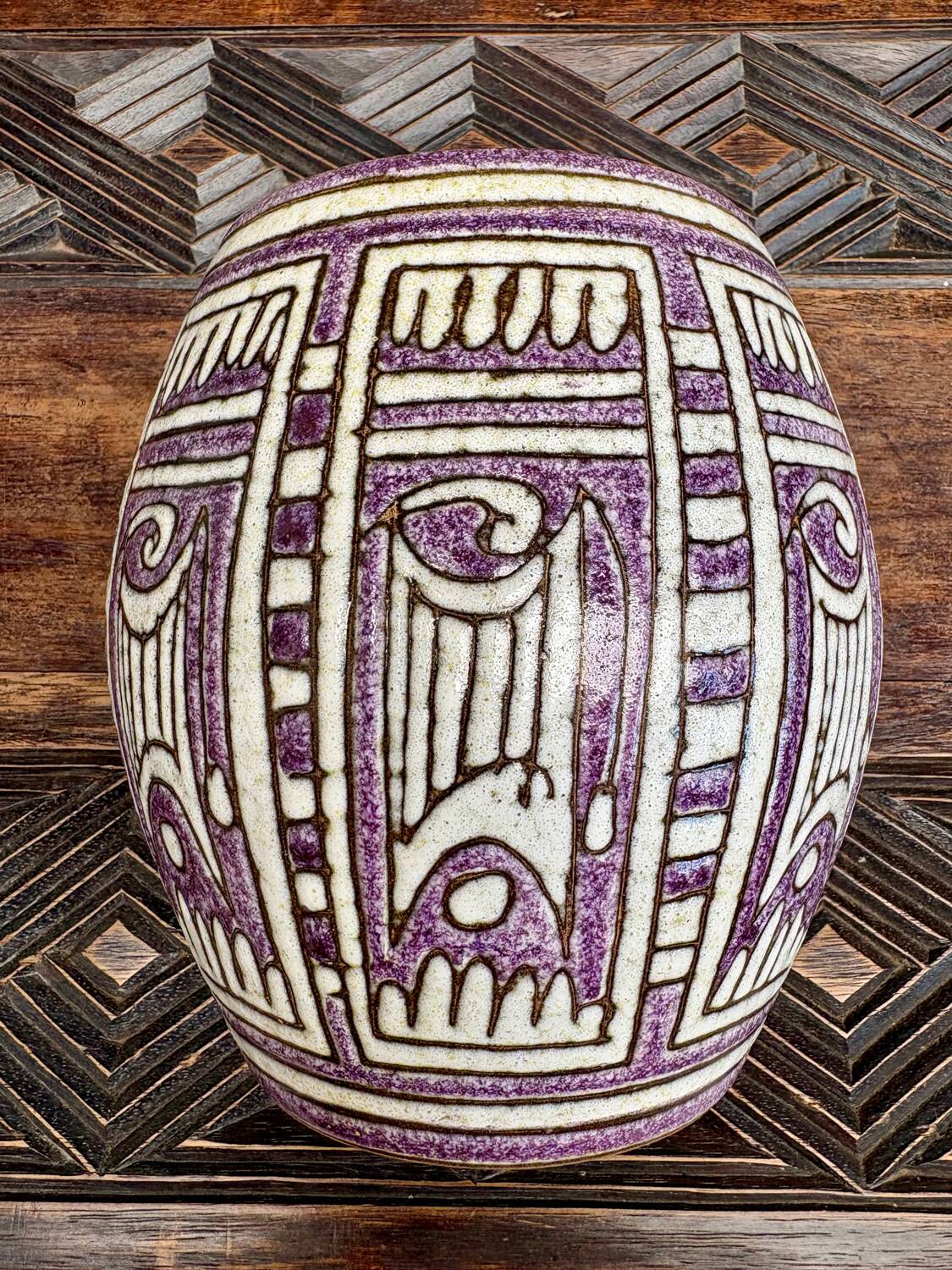 Italian ceramic vase – geometric decoration 1960s/70s