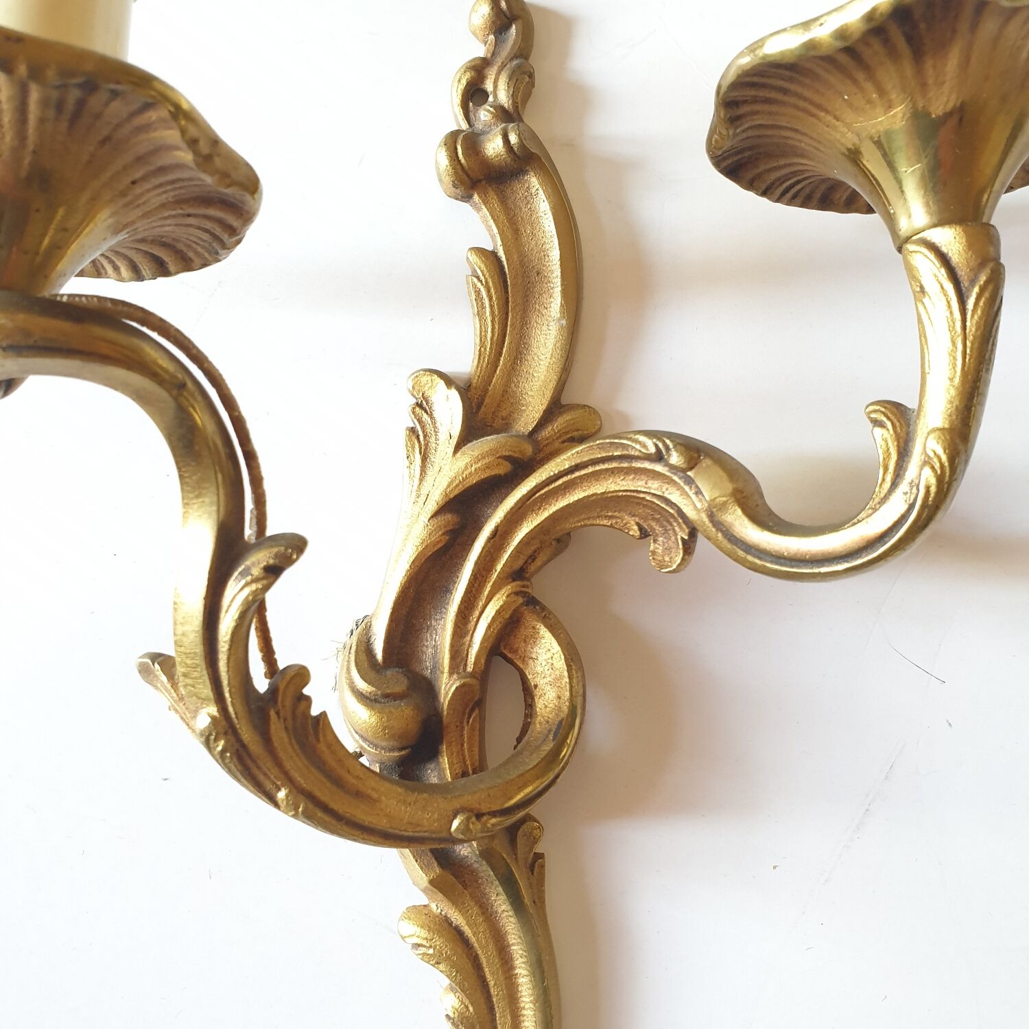 Pair of wall lamp in gilded bronze XXth style Louis XV France