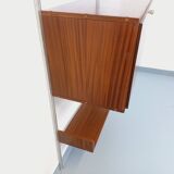 Wall shelf library with vintage ARP Minvielle secretary bar