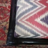 Rattan ottoman stool with woven seat