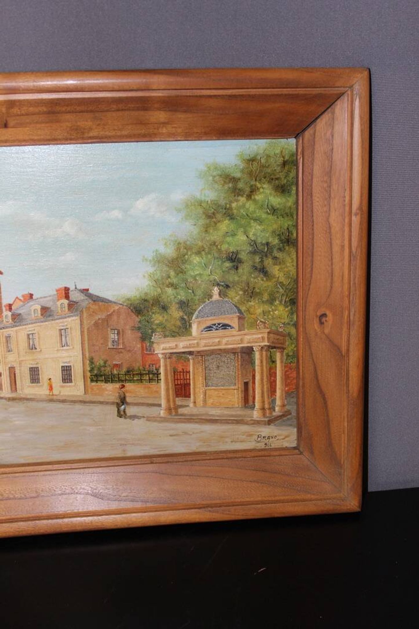 Huile Sur Panneau , Rue Animée Par Bravo 1944