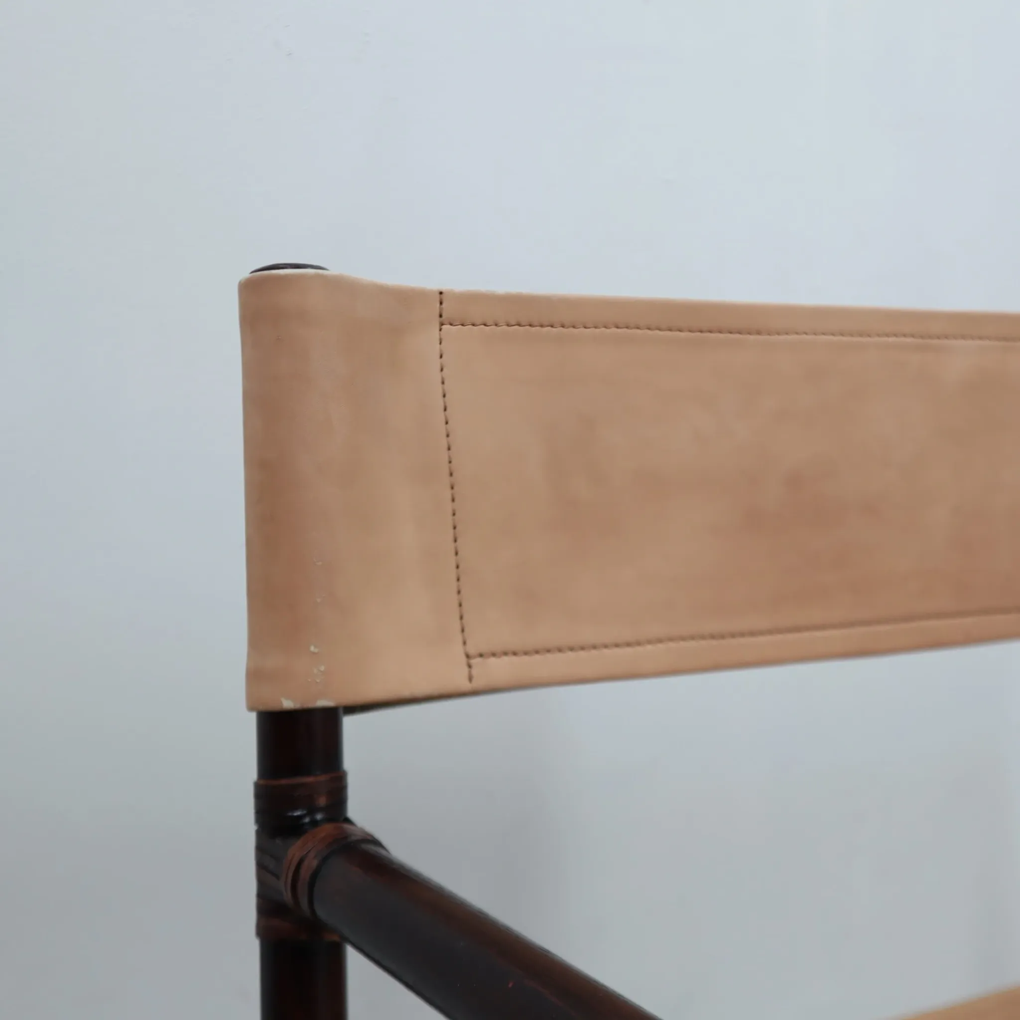 McGuire Bamboo Leather Director Chair Vintage 1950s