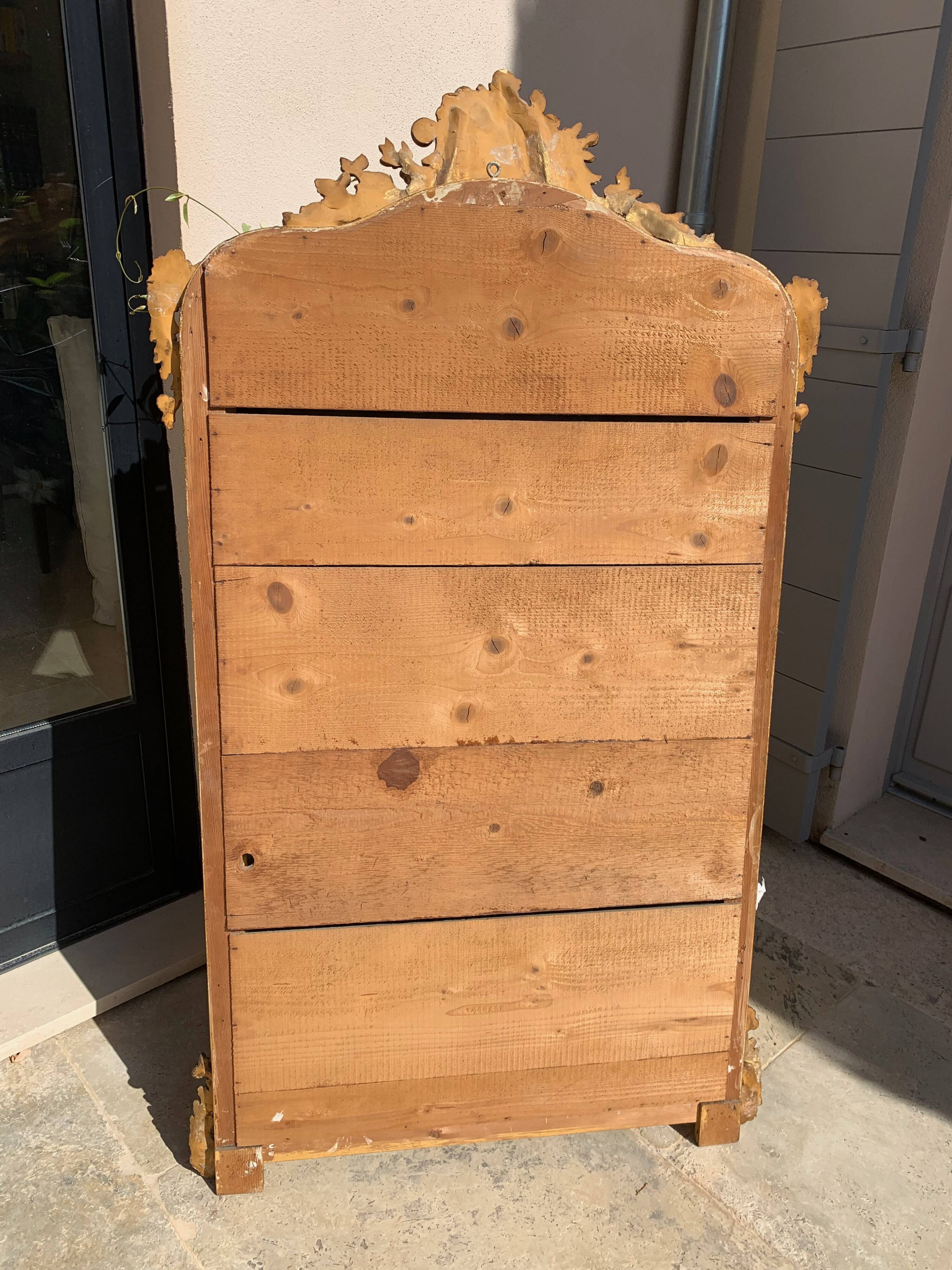 Napoleon iii beveled mirror in 19th century rocaille style, large model, in gilded wood