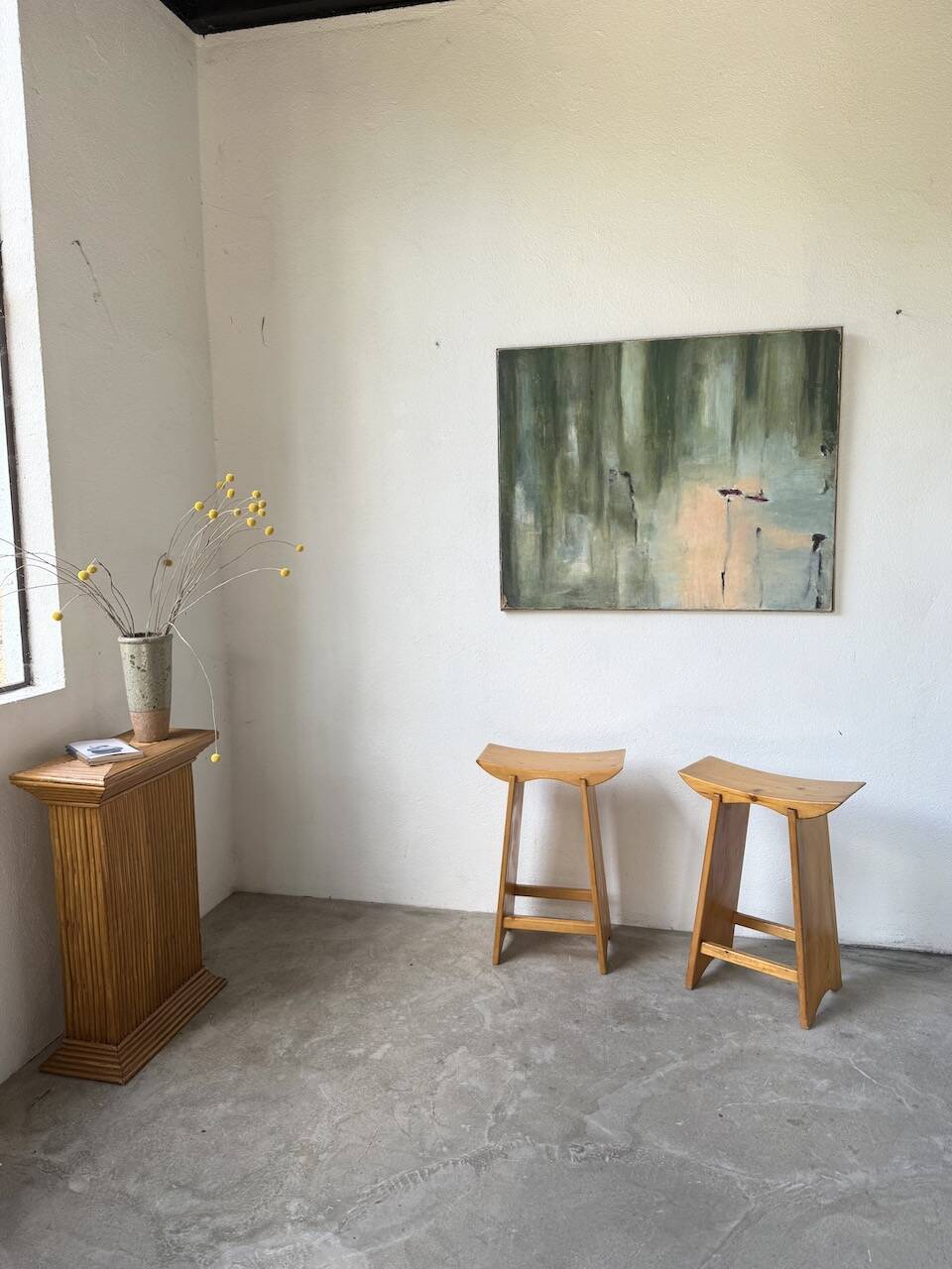 Toile abstraite nymphéas signée JP Perron, XXème