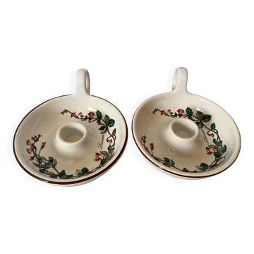 Pair of botanical flower candlesticks Villeroy and Boch
