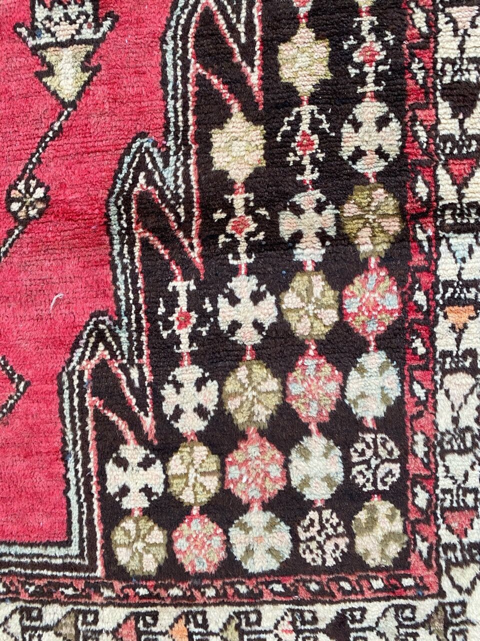 Nice vintage Persian mazlaghan handmade carpet 120x196 cm