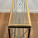 Console de style néoclassique en laiton doré et patine canon de fusil attribuée à la Maison Jansen