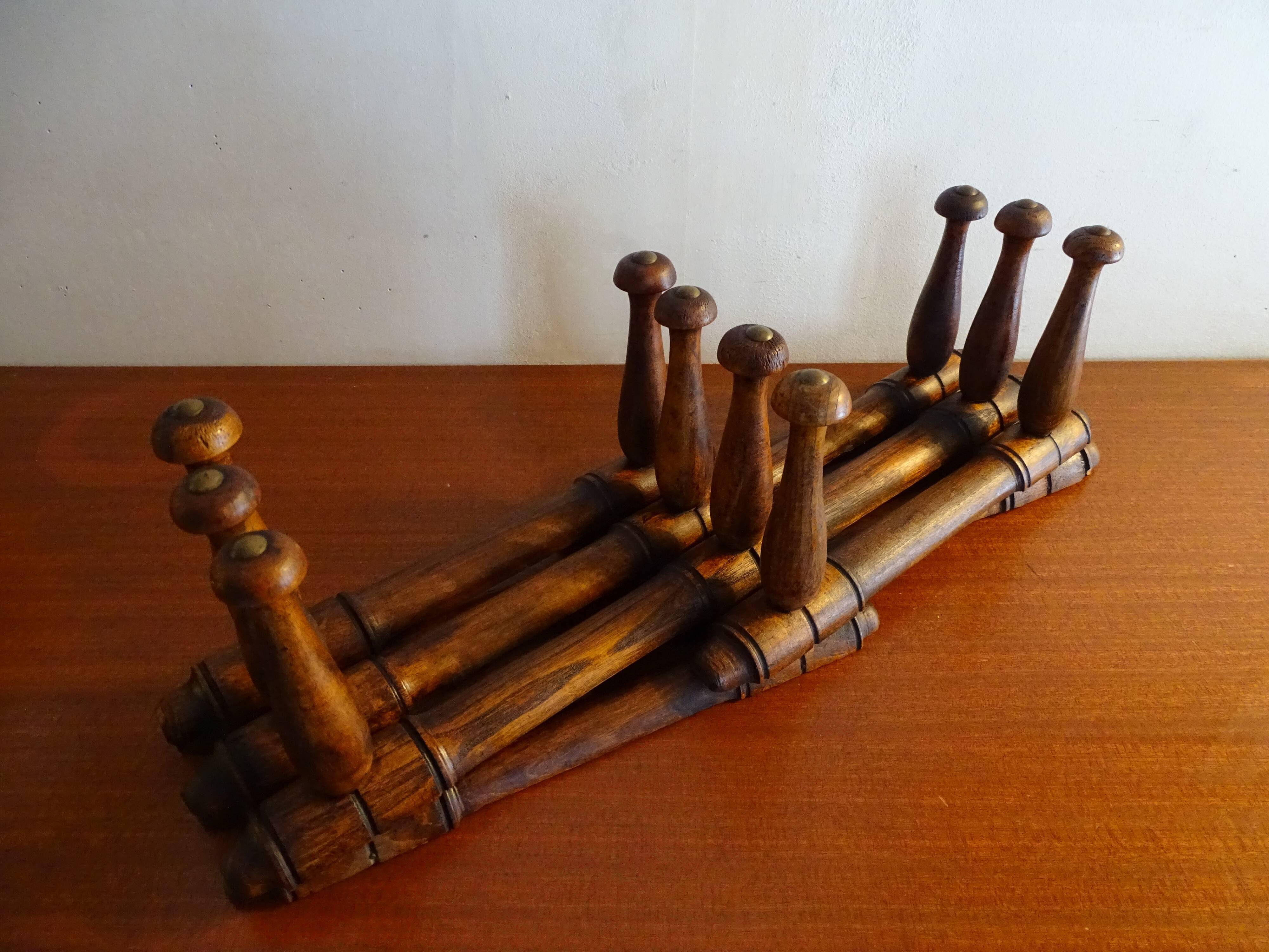 Folding wooden wall coat rack 10 hooks