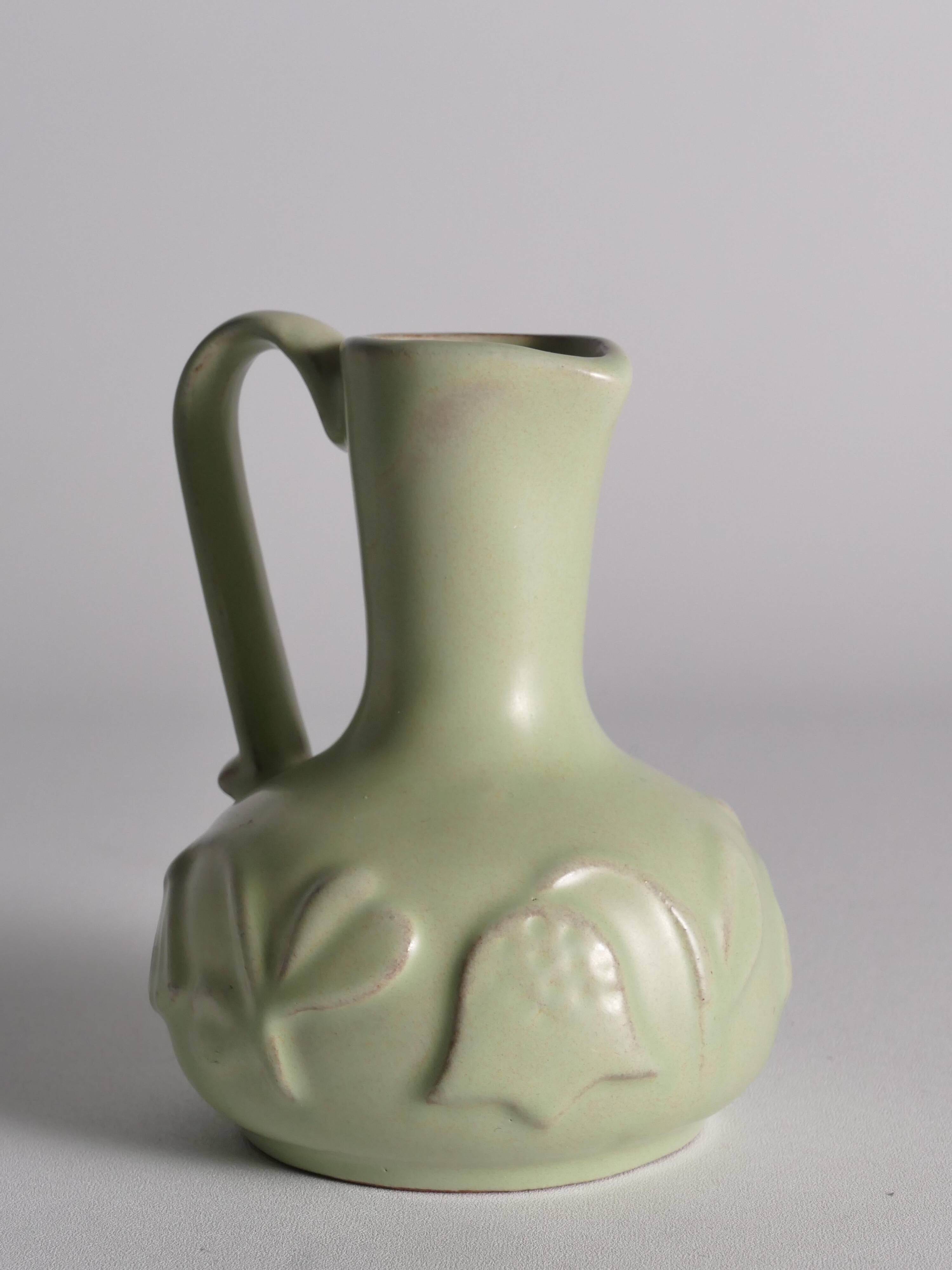 Celadon Green Relief Vase by Anna-Lisa Thomson, Upsala Ekeby, 1940s