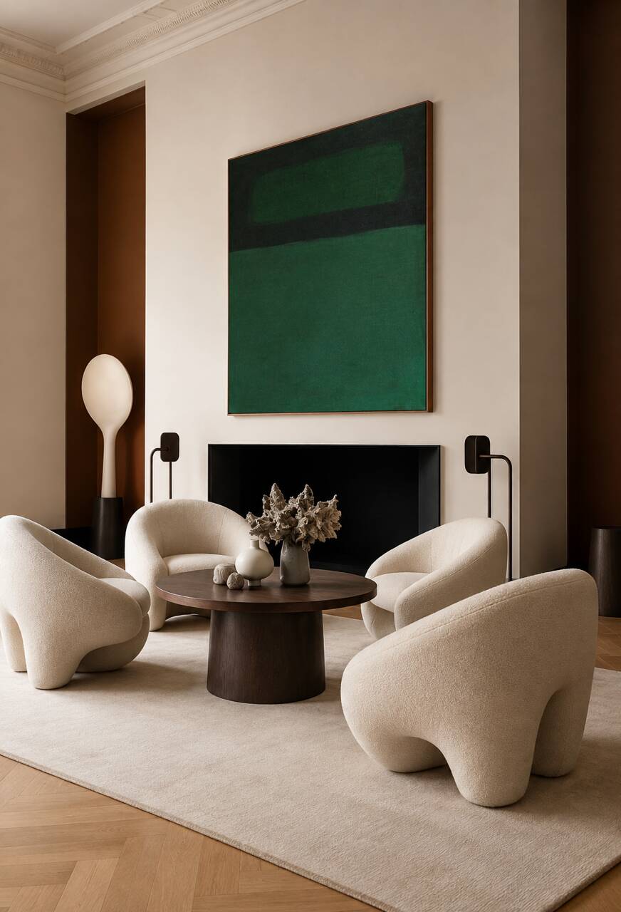 Minimalist green canvas "inside garden" signed Bodasca