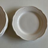 Set of 7 Mougins plates in white enamelled clay with gadroons