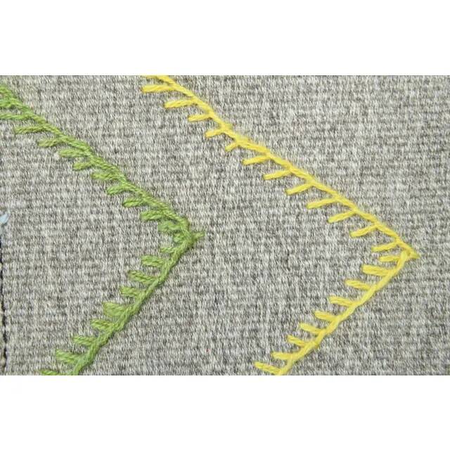 1970s Vintage Turkish Oushak Handmade Wool Cotton Gray Runner Rug 90x341