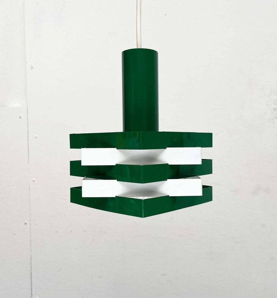 Modern metal lamella pendant lamp from the mid-century in the style of J. J. M. Hoogervorst for Anvia, 1960s.