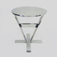 Prototype pedestal table, stool, sofa end, chrome metal and stainless steel German design