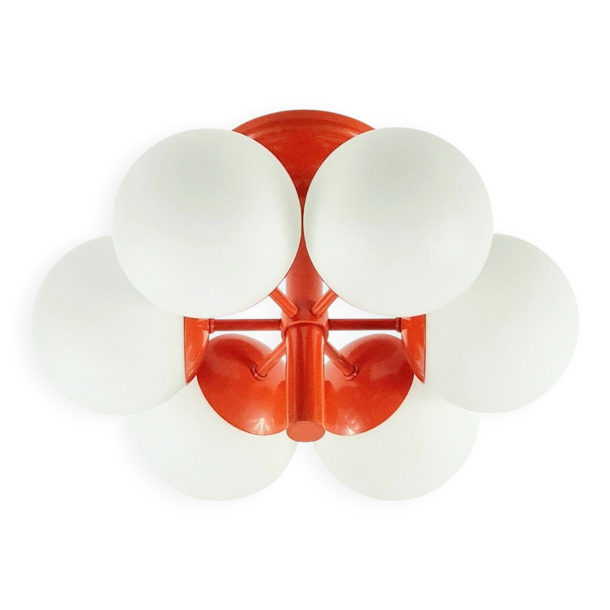 Large Space Age Sputnik Opal Glass Ceiling Light from Kaiser, Germany, 60s