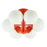 Plafonnier Spoutnik en verre opalin de style Space Age de Kaiser, Allemagne, années 60