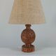 Rare vintage Mid Century brutalist flamed pine table lamp  by Temde