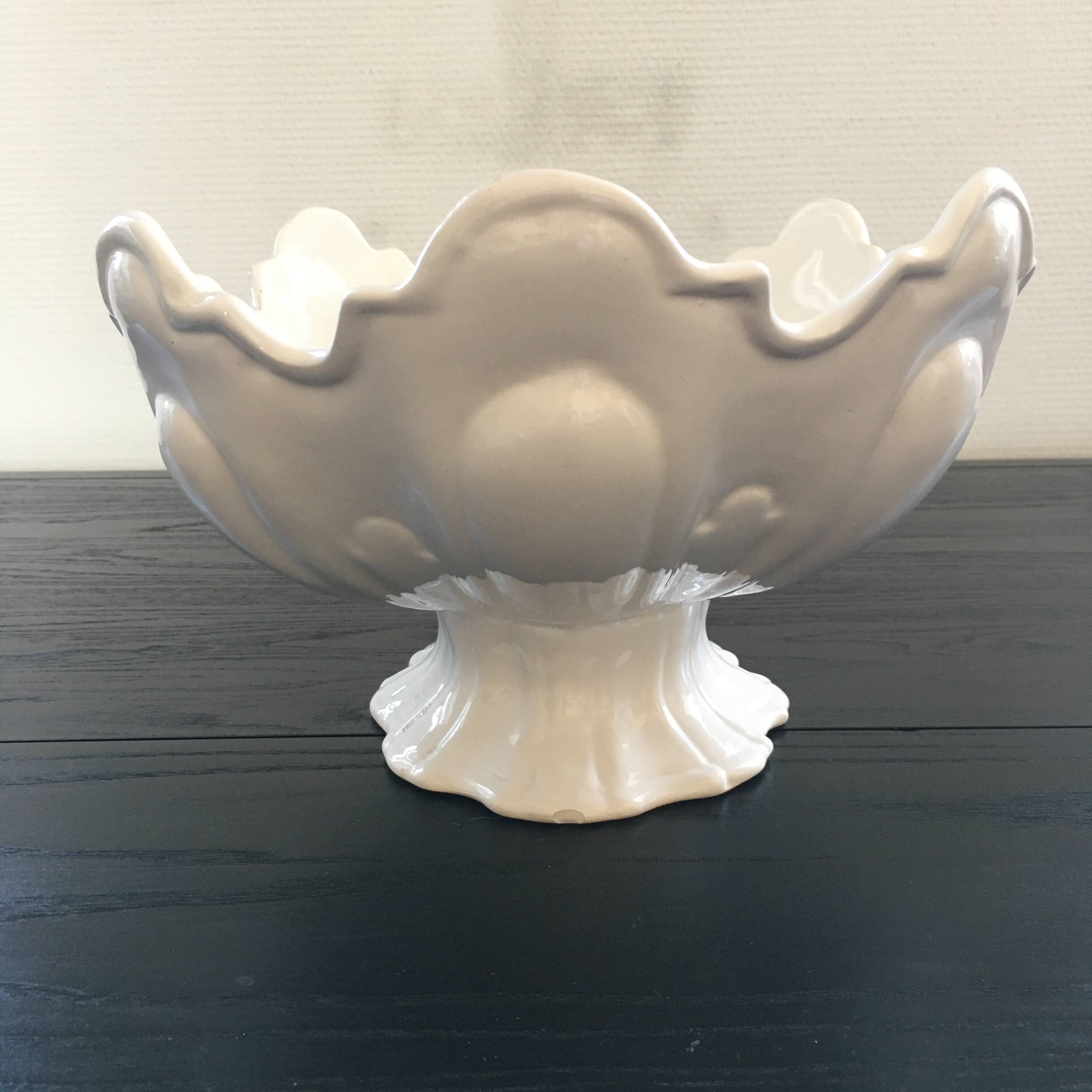 Large white scalloped cup