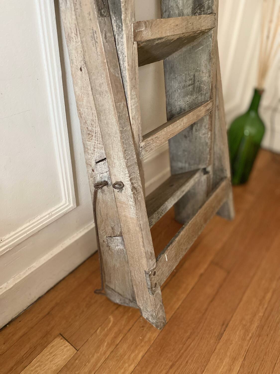 Antique wooden folding stepladder