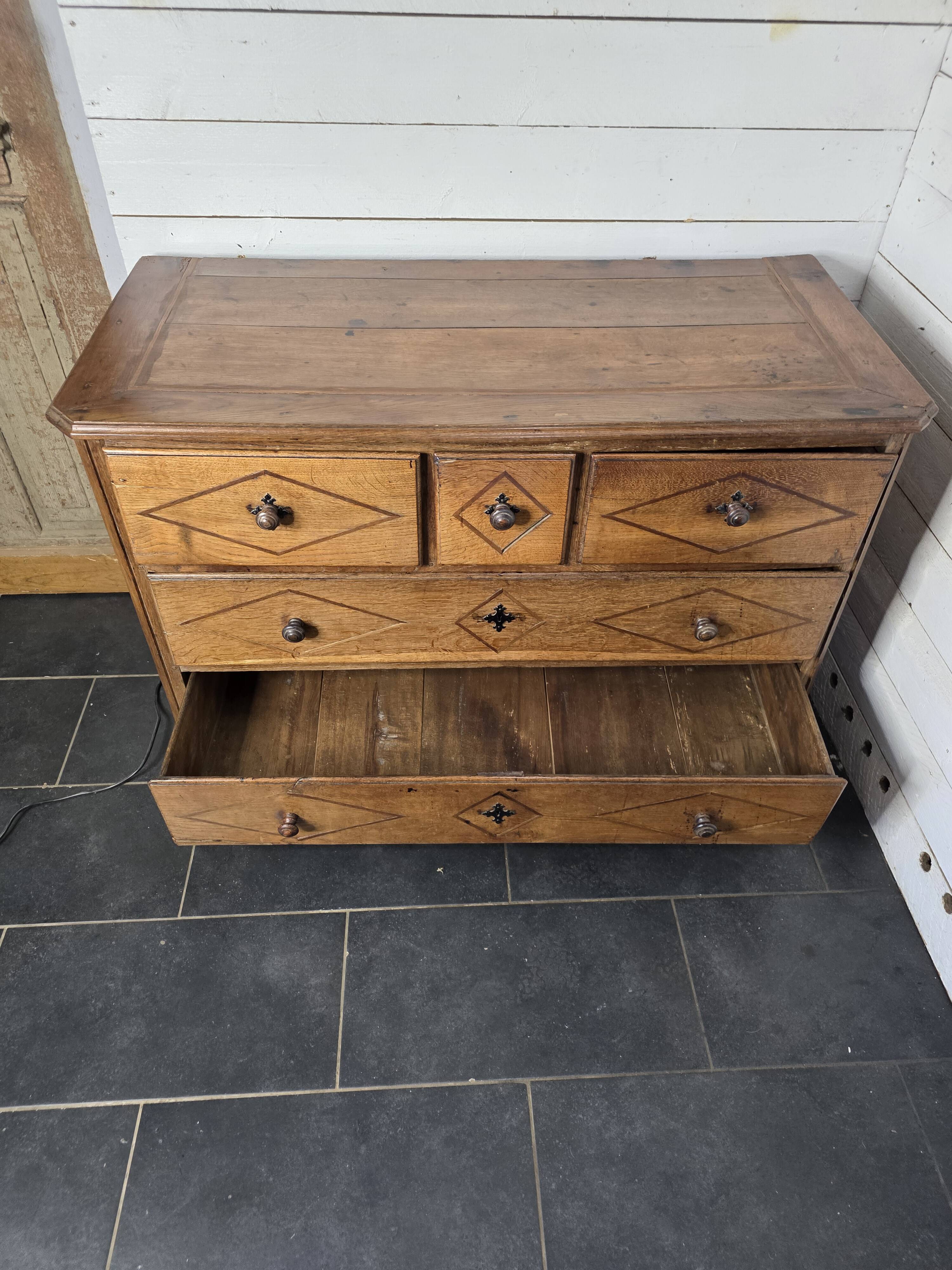 19th century solid oak chest of drawers