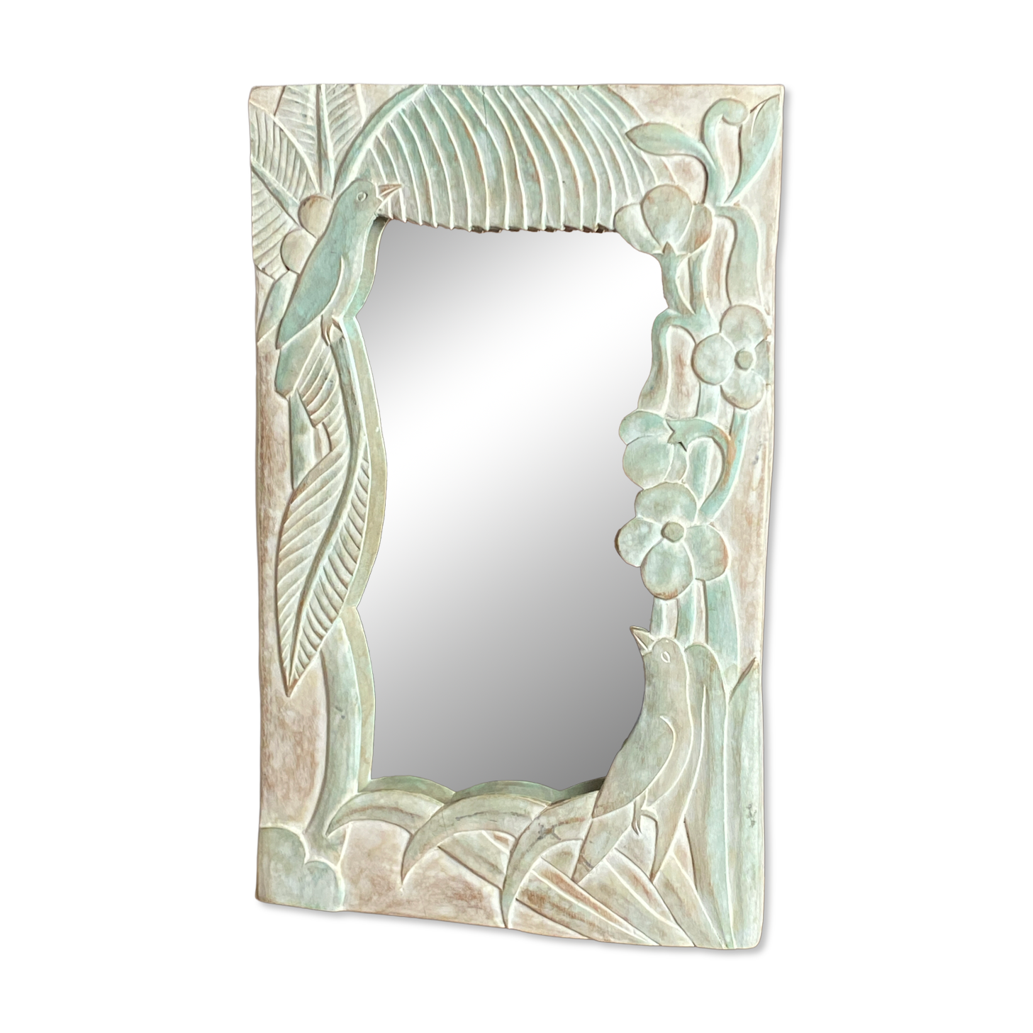 Carved wooden mirror