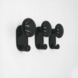 Set de 3 patères murales noires design C Bartoli Italie années 70