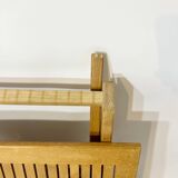 Vintage design solid wood scissor chairs and table from the 1970s