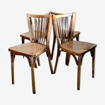 Set de 4 chaises  bistrot salon baumann 1930 bois courbé