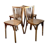Set of 4 chairs bistro salon baumann 1930 curved wood
