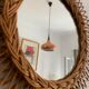 Vintage mirror 1960 sun rattan flower wicker - 37 cm