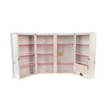 Medicine cabinet space metal double door with key Nightingale vintage