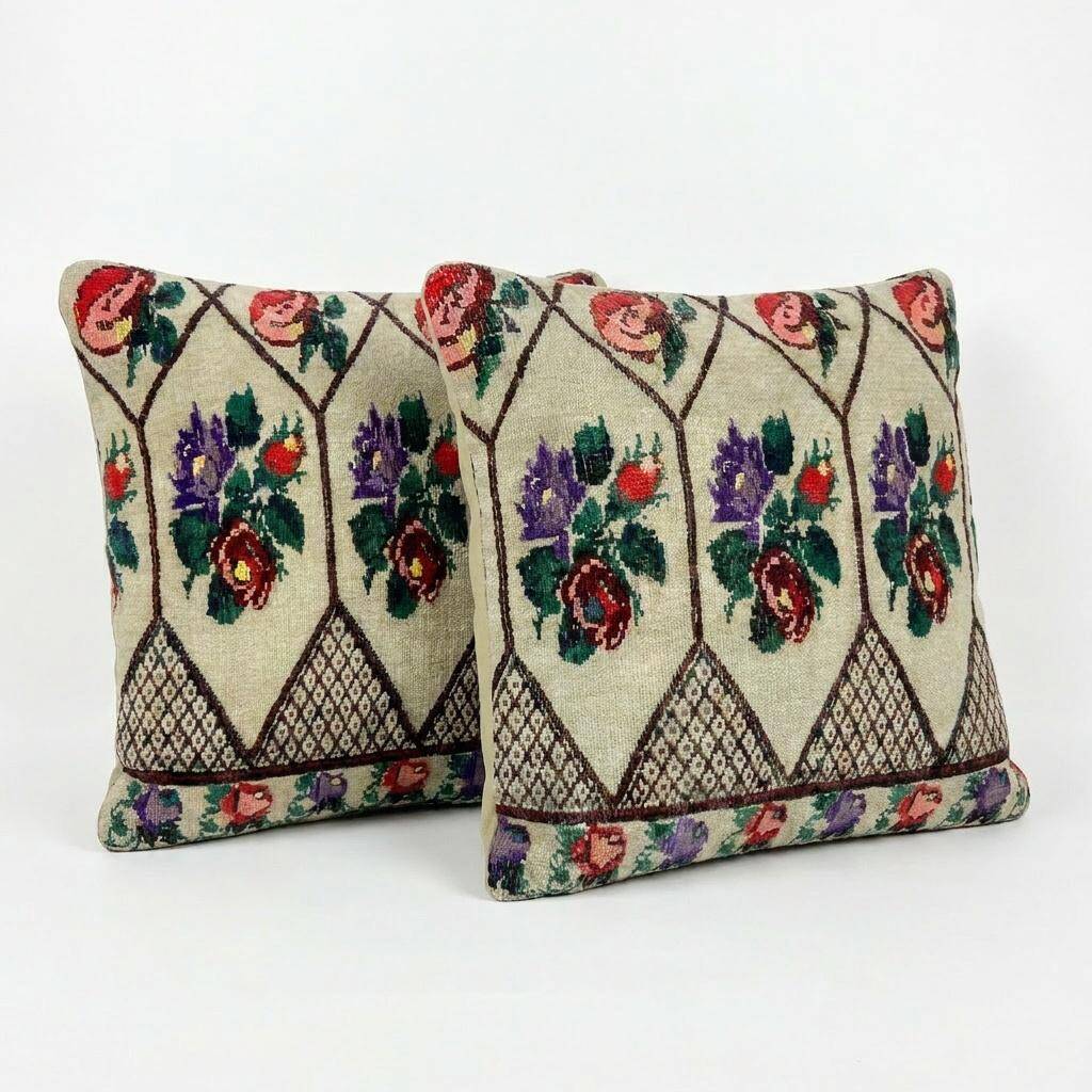 Set of 2 vintage kilim cushion covers 51x51 cm