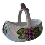 Large basket, ceramic planter, slip.