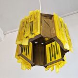 Yellow acrylic and metal pendant lamp by Claus Bolby for Cebo Industri, Denmark 1960's
