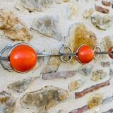 Space Age Chrome and Wood Wall Coat Rack 1970s