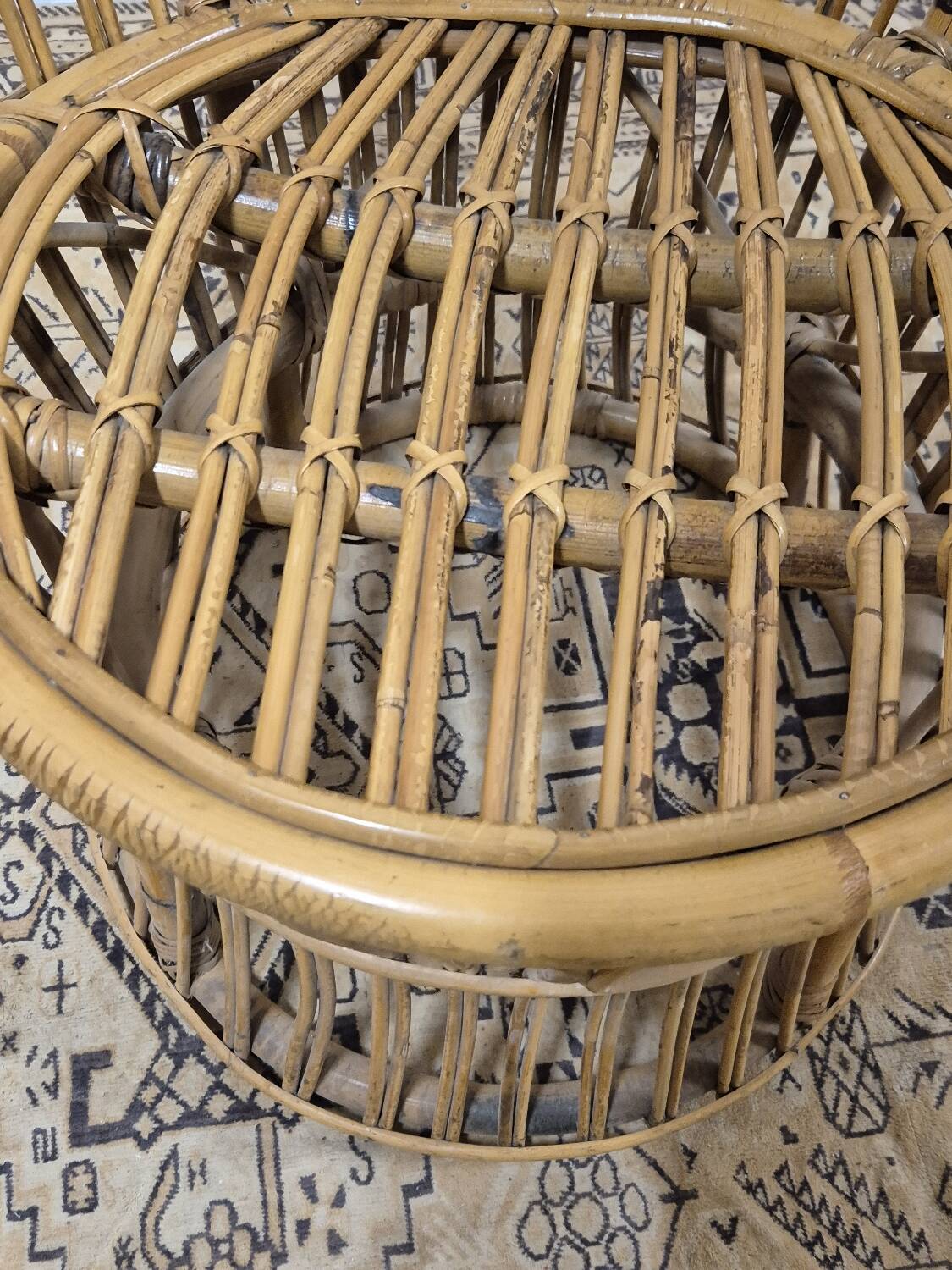 Fauteuil en Rotin Bambou vintage 1950s design -H85cm