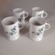 Set of 4 blue flower mugs / cups in Limoges porcelain Castel