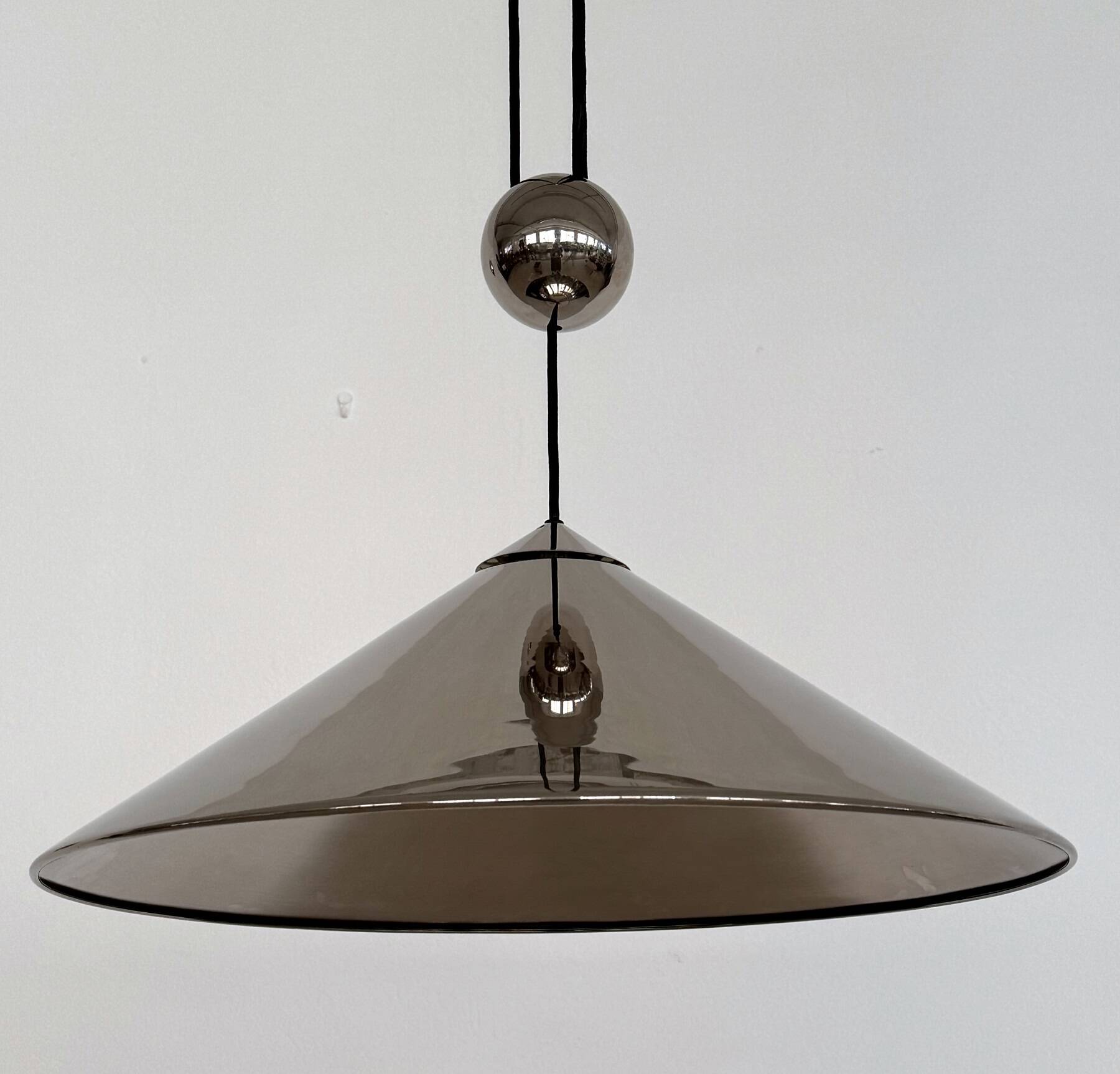 Florian Schulz Large Plated Nickel Pendant Lamp KEOS Pendant, 1970