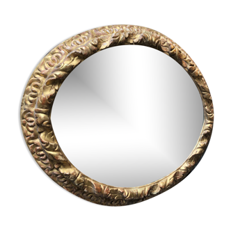 Gold oval mirror