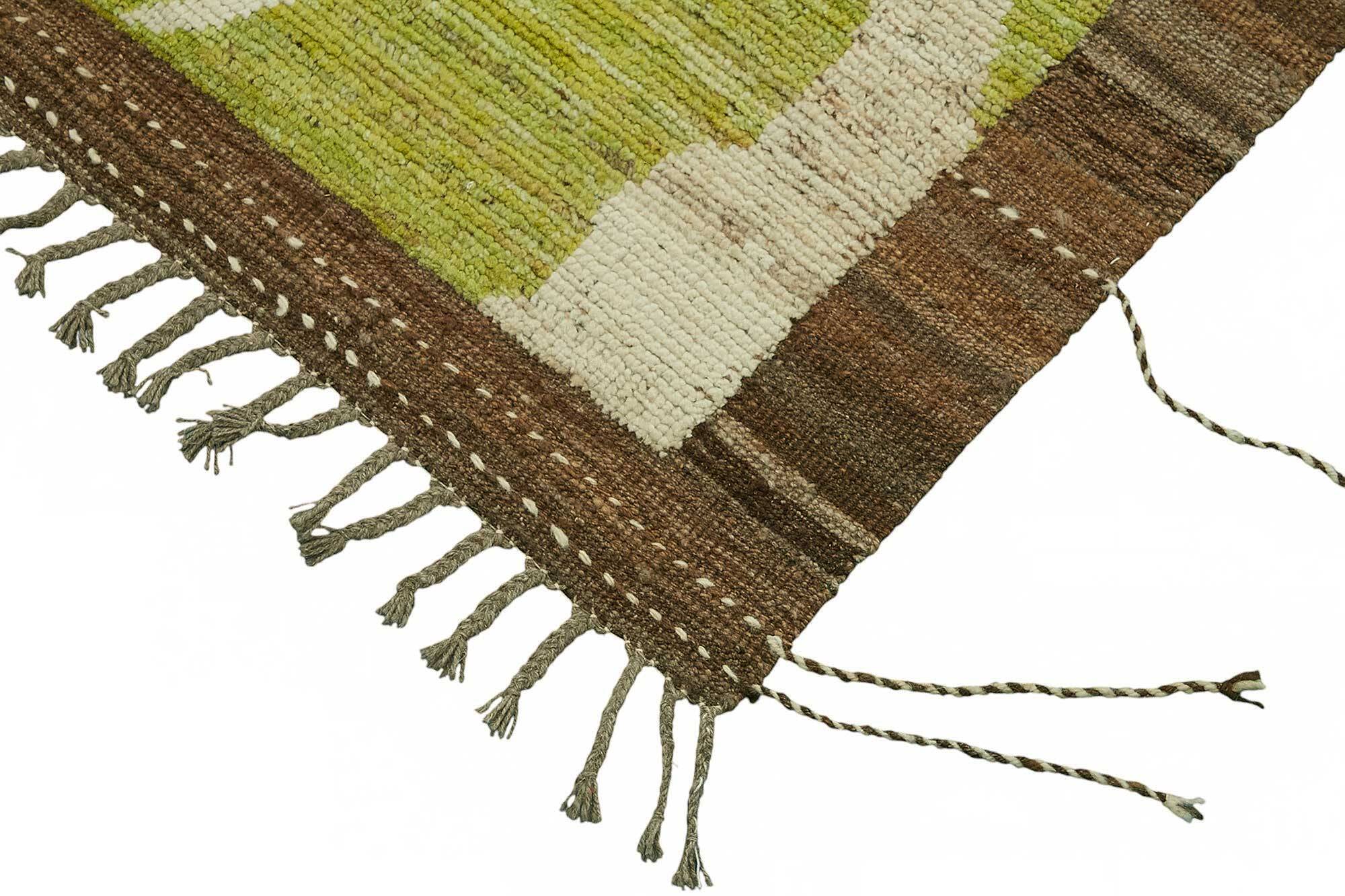 Handmade Tribal Decorative 309 cm x 430 cm Green Wool Carpet