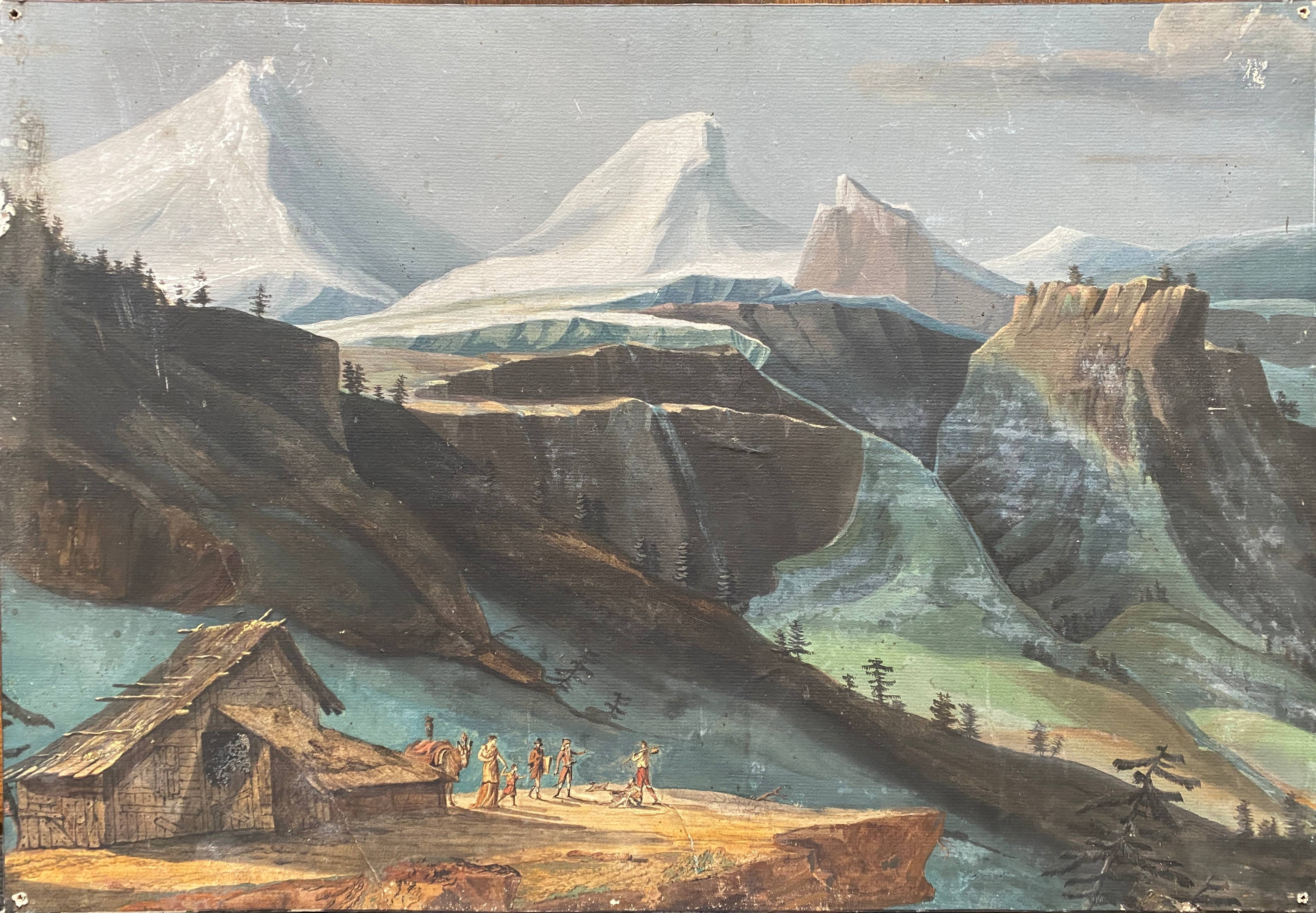 Old Gouache Painting (18th/19th century) View of the Galcier Alps (Vorderaar?) Switzerland
