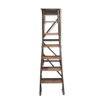 Old wooden stepladder six steps