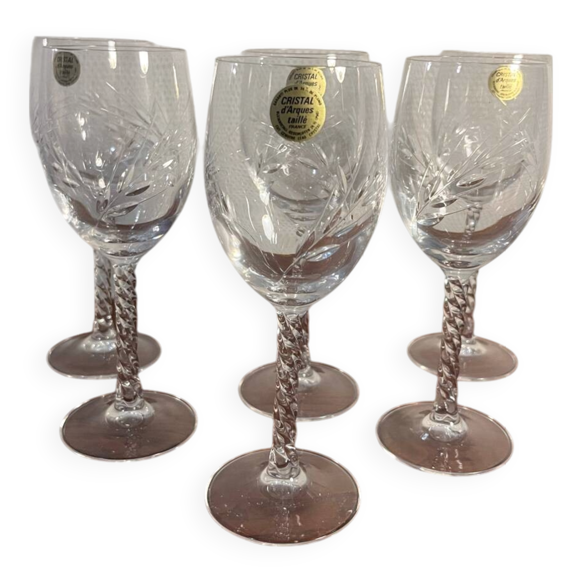 6 crystal wine and water stemmed glasses Fleury model