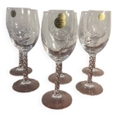6 verres à pied vin eau en cristal modèle Fleury