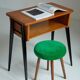 Mid-century green velvet stool, Europe, 1960s