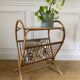 Vintage rattan magazine rack with side table - Height 58cm / Length