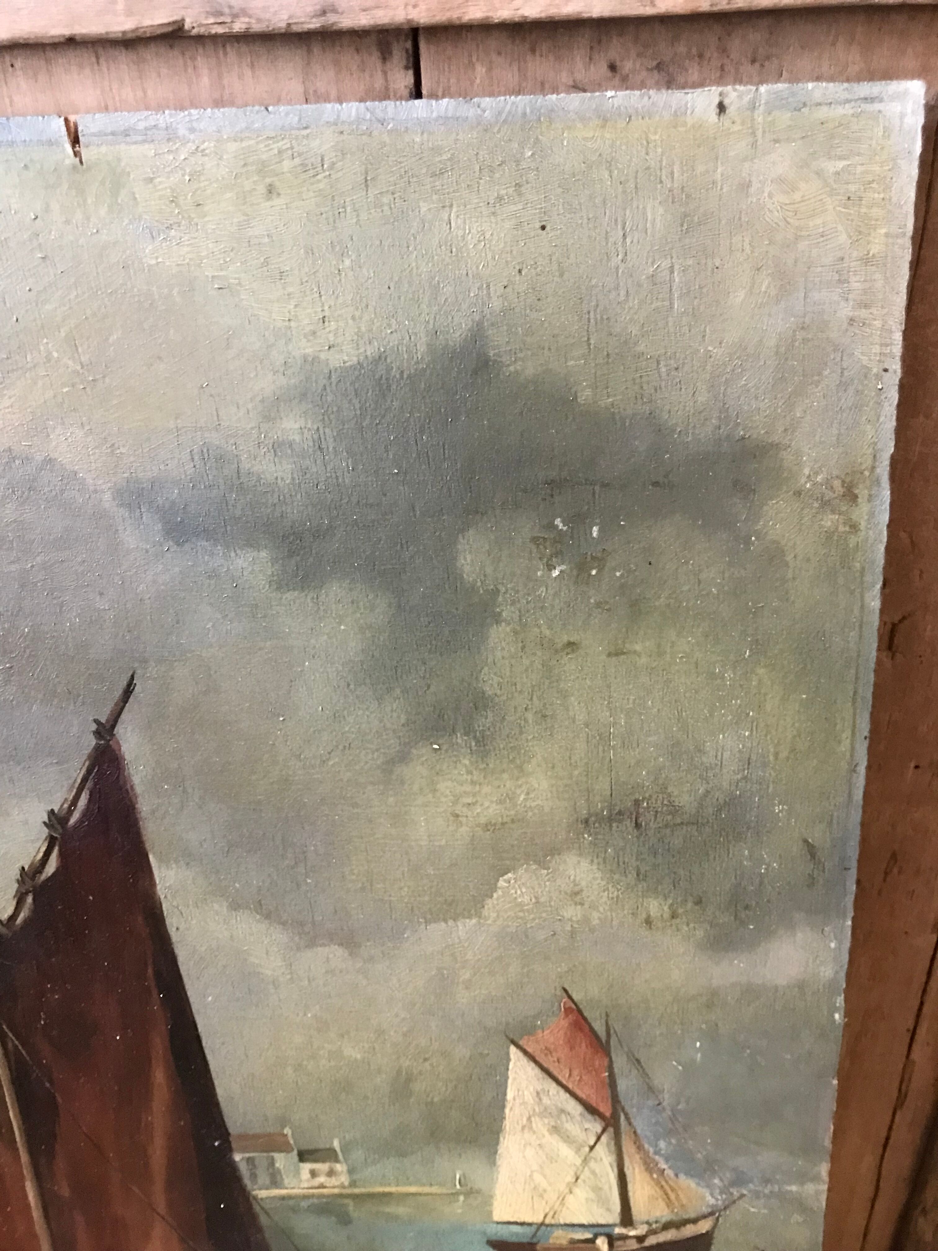 Marine on wood panel