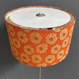 Orange flowerprint shade floor lamp 1960s