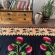 Tapis floral roumain tissé à la main en laine design bohème avec des fleurs 167x225cm