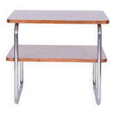 Bauhaus Side Table in Caucasian Walnut and Chrome-Plated Steel, 1930s